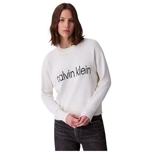Calvin Klein donna pullover graphic in cotone, beige (tofu), l