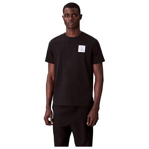 Calvin Klein uomo t-shirt maniche corte gradient monogram logo in cotone, nero (black), s