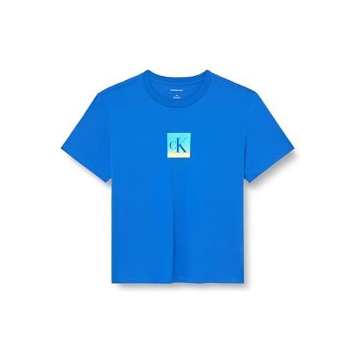 Calvin Klein donna t-shirt maniche corte classic fit tee in cotone, blu (cobalt blue), l