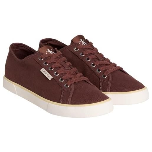 Calvin Klein jeans ess vulc low mg cv ym0ym01301 top uomo, pastinaca andorra bianco brillante marrone, 45.5 eu