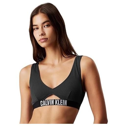 Calvin Klein donna top bikini bralette imbottitura estraibile, nero (black), s