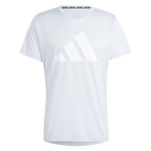adidas uomo run it stripes tee, halo blue, m