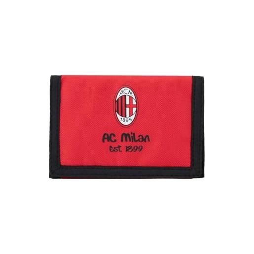 ACM 1899 ac milan portafoglio con chiusura a strappo, nylon, prodotto ufficiale, rosso