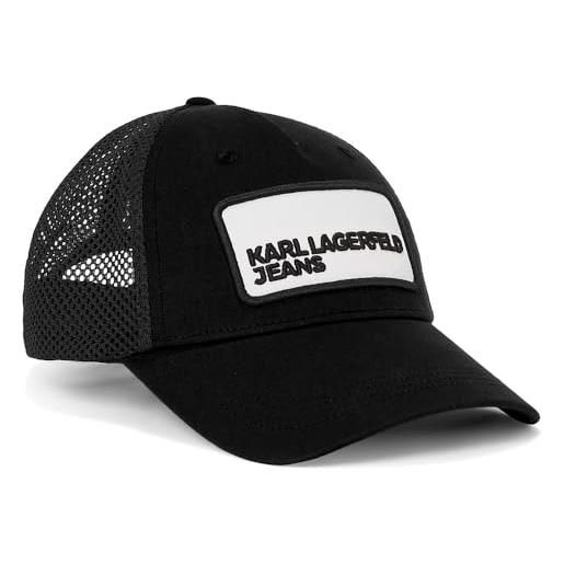 KARL LAGERFELD JEANS jeans karl lagerfeld, uomo, cappellino da camionista color blocked, nero, one size