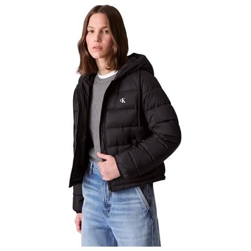 Calvin Klein donna giacca imbottita lightweight puffer con cappuccio, nero (black), m