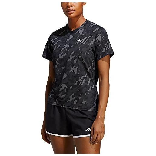 adidas donna own the run camo running tee, black, xs