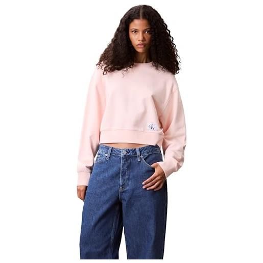 Calvin Klein donna felpa badge logo cropped, rosa (cloud pink), m