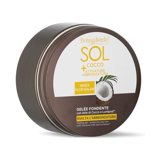 Bottega Verde - sol cocco + attivatore di abbronzatura, gelée fondente, 150 ml, esalta l'abbronzatura, con latte di cocco e lumipod™, senza filtri solari