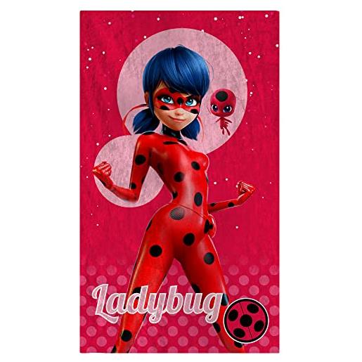L-S KIDS BOUTIQUE miraculous ladybug supergirl telo mare | 100% cotone | oeko-tex | 70 x 120 cm | stampa ragazza | rosso