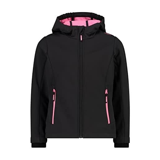 CMP giacca kid g con cappuccio fisso unisex - bambini e ragazzi, antracite-pink fluo, 92