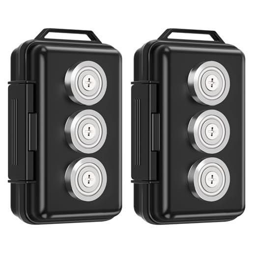 Aiweiwa (2 pezzi) supporto magnetico migliorato sotto l'auto, nascondere una chiave all'esterno con scatola magnetica per chiavi sotto l'auto, portachiavi magnetico impermeabile