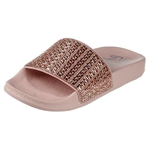 Skechers pop ups new spark, zoccoli donna, black canvas rhinestone trim, 39 eu