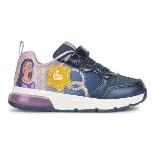 Geox j spaceclub girl a, scarpe da ginnastica, navy lavender, 28 eu