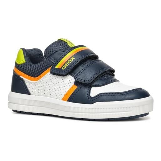 Geox j arzach boy a, scarpe da ginnastica, navy/fluo green, 32 eu