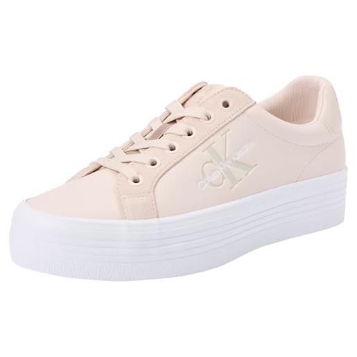 Calvin Klein jeans donna sneakers vulcanizzate flatform low scarpe, rosa (whisper pink/white), 40