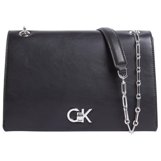 Calvin Klein donna borsa a tracolla re-lock medium chain con chiusura con lucchetto girevole, nero (black), taglia unica