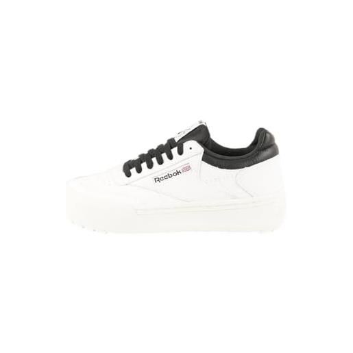 Reebok club c megacourt, sneaker unisex-adulto, white/chalk/black, 47 eu
