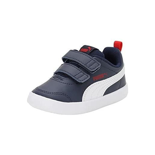 PUMA unisex kids courtflex v2 v inf scarpe da ginnastica, peacoat high risk red, 24 eu