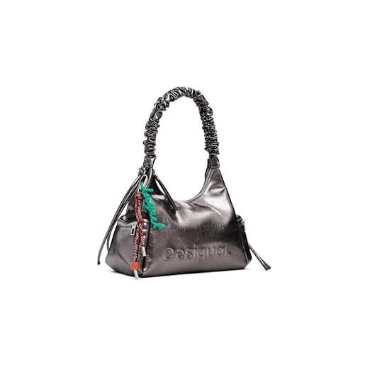 Desigual borsa a tracolla montville half logo shoulder bag brushed silver malva