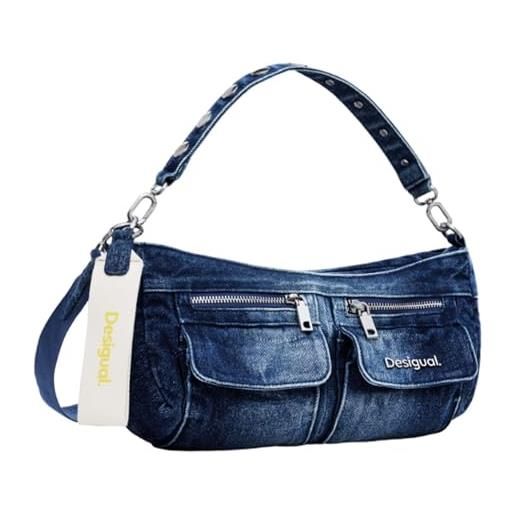 Desigual borsa a tracolla in denim, blu, taglia unica, blu, one size
