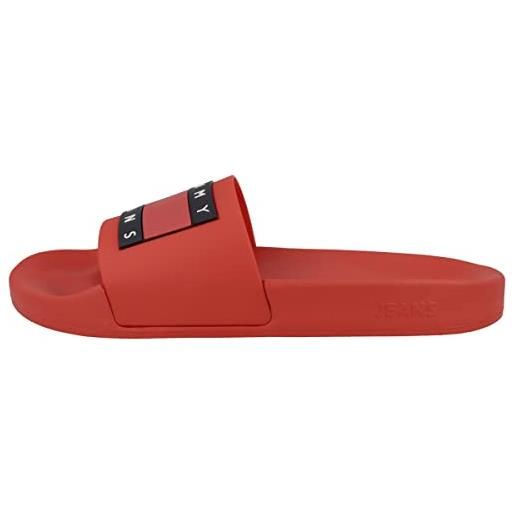 Tommy Hilfiger tommy jeans tommy jeans pool slide ess em0em01191, ciabatta, uomo, rosso (deep crimson), 40 eu