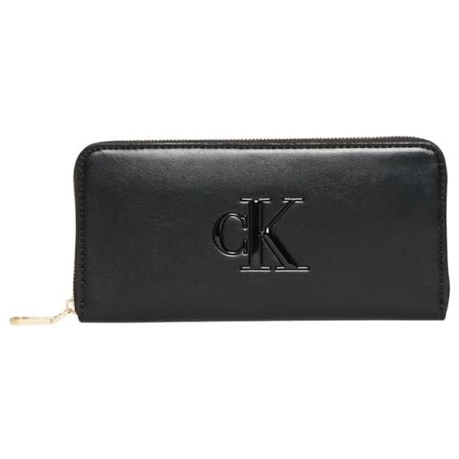 Calvin Klein donna portafoglio bold long zip around con logo, nero (black), taglia unica