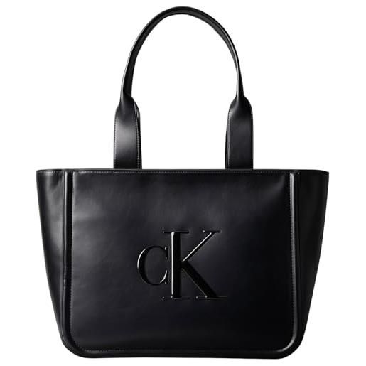 Calvin Klein donna borsa tote bag bold medium con logo, nero (black), taglia unica
