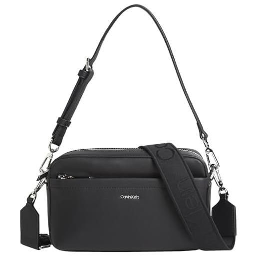 Calvin Klein donna borsa a tracolla must straps camera bag con zip, nero (black), taglia unica