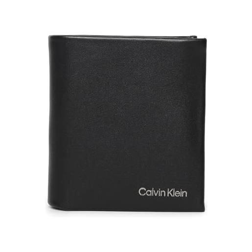 Calvin Klein ck concise trifold 6cc w/coin k50k510593, uomo, nero (ck black), os