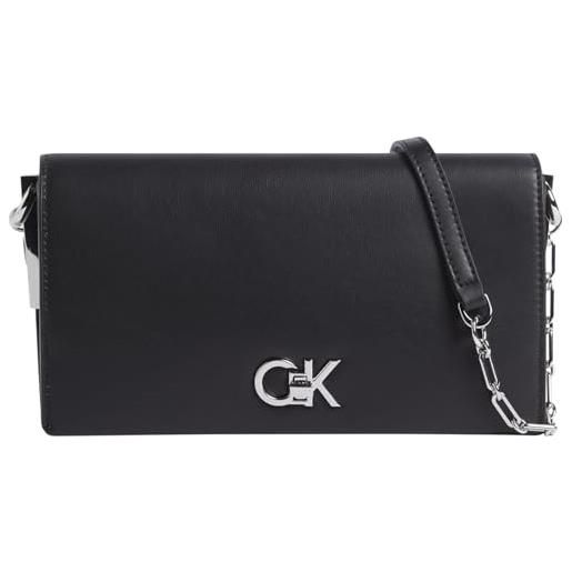 Calvin Klein donna borsa a tracolla re-lock mini con chiusura con lucchetto girevole, nero (black), taglia unica