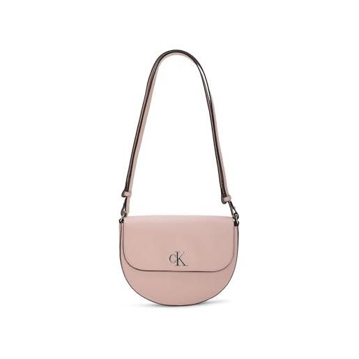 Calvin Klein jeans borsa a tracolla donna minimal monogram saddle bag piccola, rosa (pale conch), taglia unica