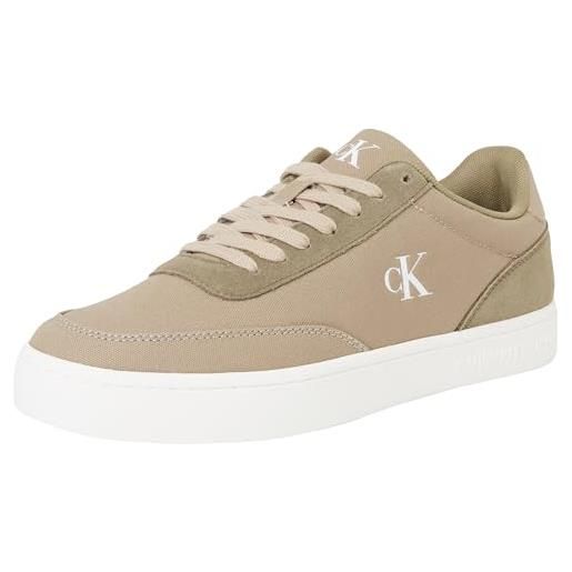Calvin Klein classic cupsole mg canvas ym0ym01218, basso top uomo, green (weathered teak/mermaid/eggshell), 44 eu