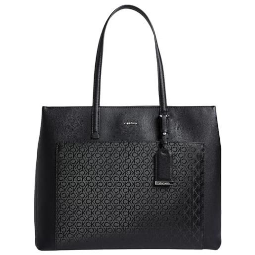 Calvin Klein donna borsa shopper must medium con stampa con logo, nero (black), taglia unica