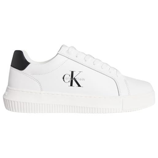 Calvin Klein uomo sneakers con suola preformata chunky mono in pelle, nero (black/bright white), 42