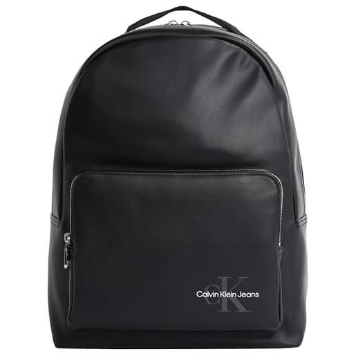 Calvin Klein uomo zaino mono logo backpack in pelle sintetica, nero (black), taglia unica