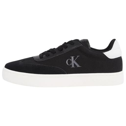 Calvin Klein uomo sneakers con suola preformata classic mix profilo basso, nero (black/bright white), 43