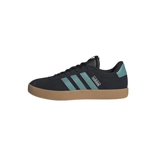 adidas vl court 3.0 shoes, sneaker uomo, core black powder teal silver metallic, 40 2/3 eu