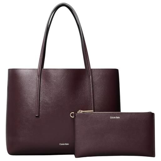 Calvin Klein donna borsa tote bag small con custodia estraibile, rosso (fudge/espresso), taglia unica