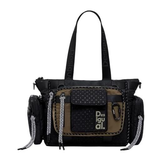 Desigual borsa a mano in nylon accessori donna, nero, one size