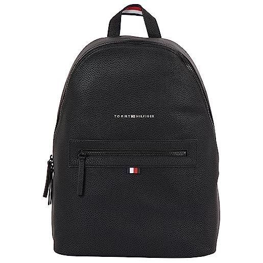Tommy Hilfiger uomo zaino essential pu backpack bagaglio a mano, nero (black), taglia unica