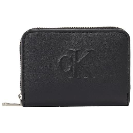 Calvin Klein donna portafoglio sculpted flap zip around piccolo, nero (black), taglia unica