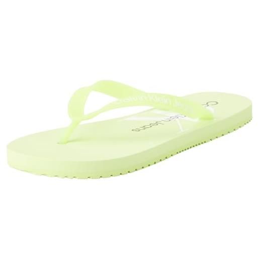 Calvin Klein jeans infradito donna beach sandal scarpe da mare, giallo (lime sorbet/bright white), 39