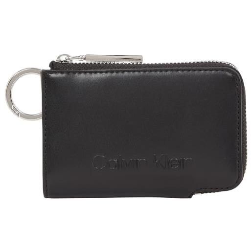 Calvin Klein donna porta carte embossed logo zip cardholder con zip, nero (ck black), taglia unica
