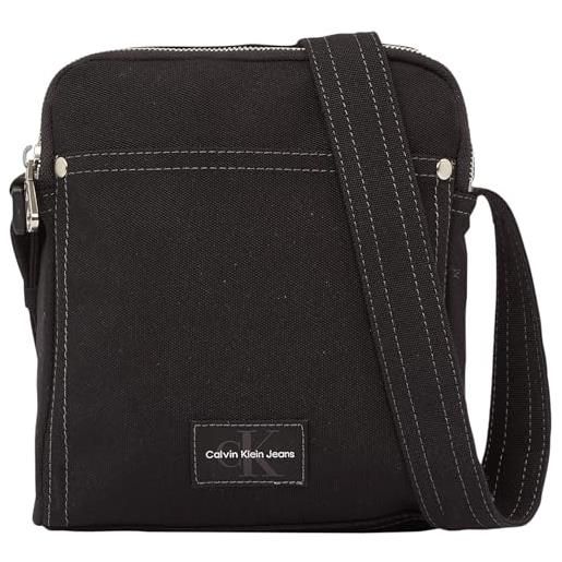 Calvin Klein uomo borsa a tracolla sport essentials reporter con zip, nero (black), taglia unica