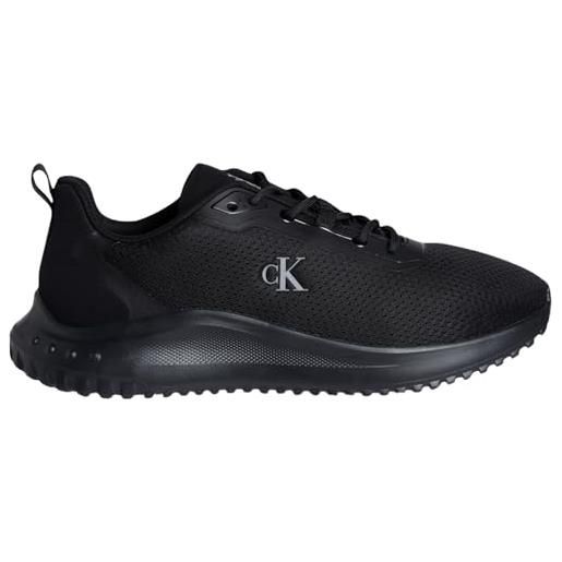 Calvin Klein uomo sneakers running eva mix mesh con logo, nero (triple black), 40