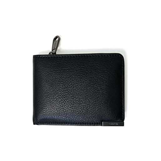 Calvin Klein portafoglio uomo modern plaque bifold half z/a piccolo, nero (ck black), nero (ck black), taglia unica