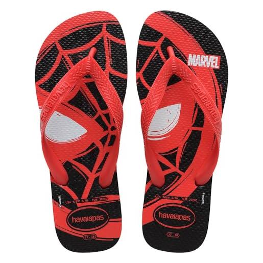 Havaianas top marvel logomania (mini me) - infradito ragazzi, black/red ruby, 23-24 eu