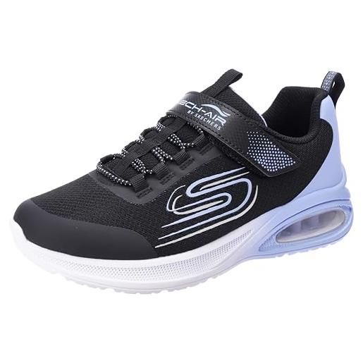 Skechers microspec max advance fly 3.0, scarpe da ginnastica, black mesh/lavender trim, 33 eu