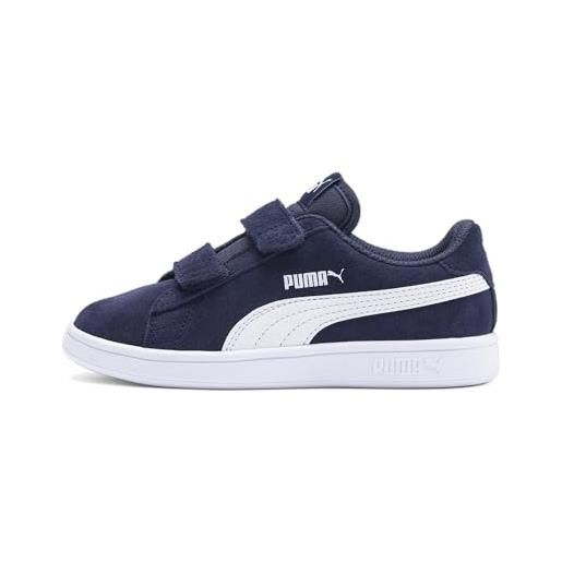 PUMA smash v2 sd v ps, scarpe da ginnastica unisex - bambini e ragazzi, peacoat white, 29 eu