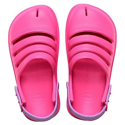 Havaianas kids clog, sandali unisex - bambini e ragazzi, pink flux prisma purple, 33/34 eu